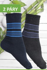 Ellasun pánské bambusové termo ponožky vysoké tm.modré a tm.šedé 2 páry