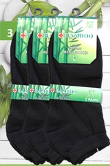 Bamboo pánské a dámské bambusové ponožky kotníkové černé 3 páry