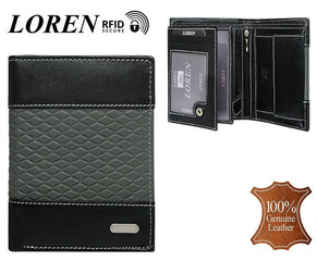 Pánská černá kožená peněženka LOREN RFID N4-DDG-bl-gr