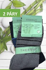 Ellasun pánské bambusové termo ponožky vysoké sv.šedé a tm.modré 2 páry