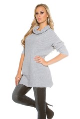 Koucla dámský pletený svetr s rolákem šedý