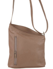 Malá dámská kožená kabelka přes rameno béžová Vera Pelle Made in Italy