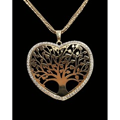 Dlouhý řetízek s přívěskem strom života a srdce zlatý odstín s kamínky Lorenti