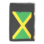 Látková peněženka černá s potiskem JAMAICA a řetízkem