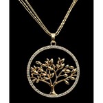 Dlouhý řetízek s přívěskem strom života zlatý odstín s kamínky Lorenti